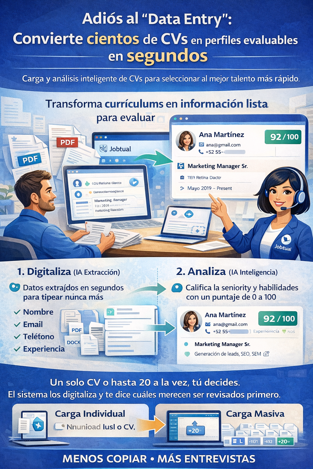 Adiós al "Data Entry": Convierte cientos de CVs en perfiles evaluables en segundos